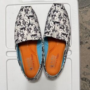 Skechers BOBS Cat Print Slip-Ons with Blue and Orange
